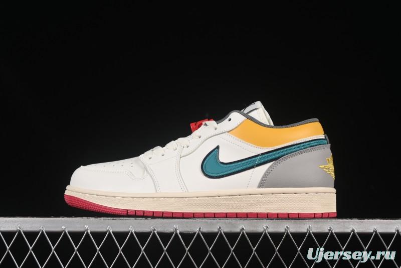 Nike Air Jordan 1 Low AJ1 Mismatched Swoosh Casual Sneakers - HV4511-133