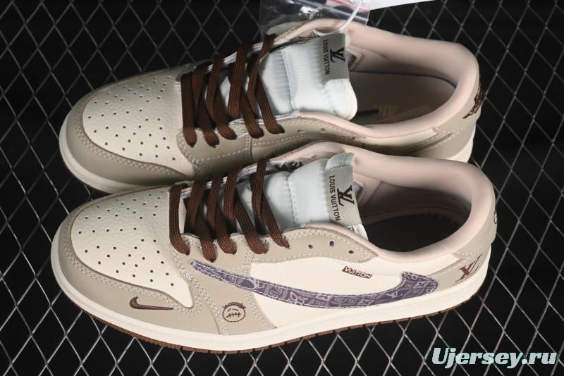 Nike Travis Scott x Fragment Design x Air Jordan 1 Low OG SP AJ1 LV Collaboration Sneakers - XS2024-060