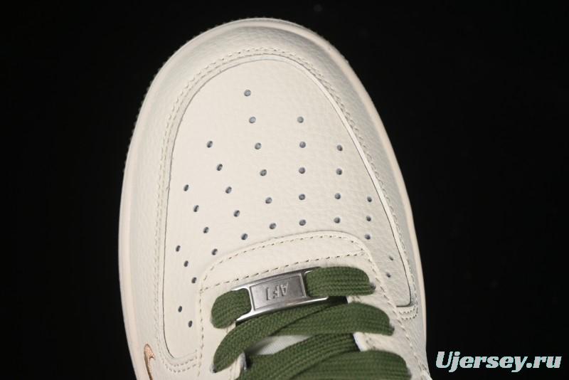 Nike Air Force 1 '07 Low Stussy Collaboration Green Swoosh Gold Embroidery Casual Sneakers - XX3168-151