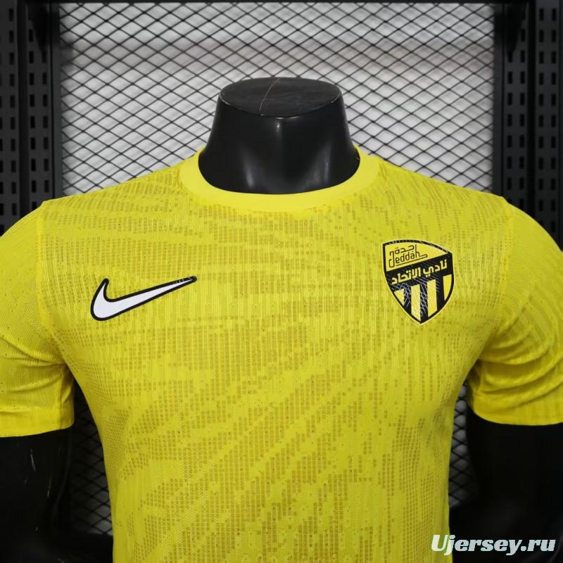 Player Version 25/26 Al-Ittihad Jeddah Yellow with Vertical Stripe Pattern Jersey