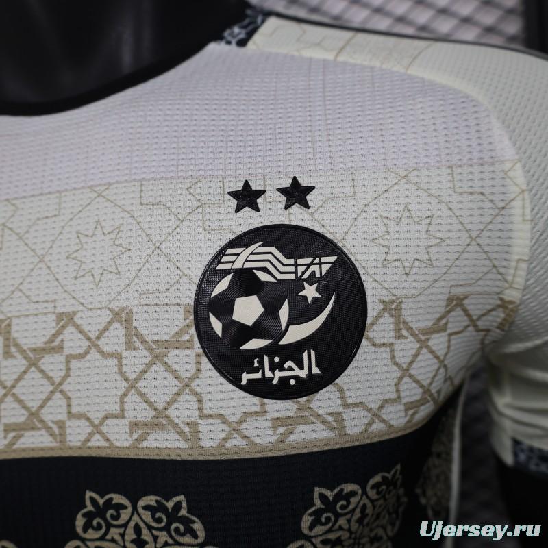 Player Version 2025 Algeria White with Islamic Geometric Pattern Jersey