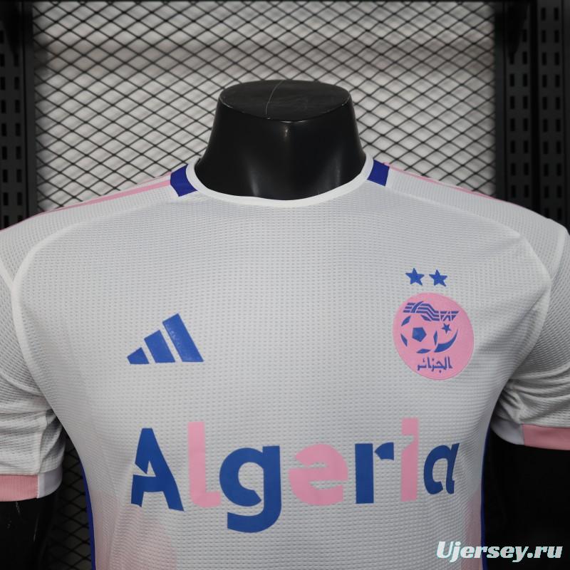 Player Version 2025 Algeria White-Pink with Country Map Design Jersey
