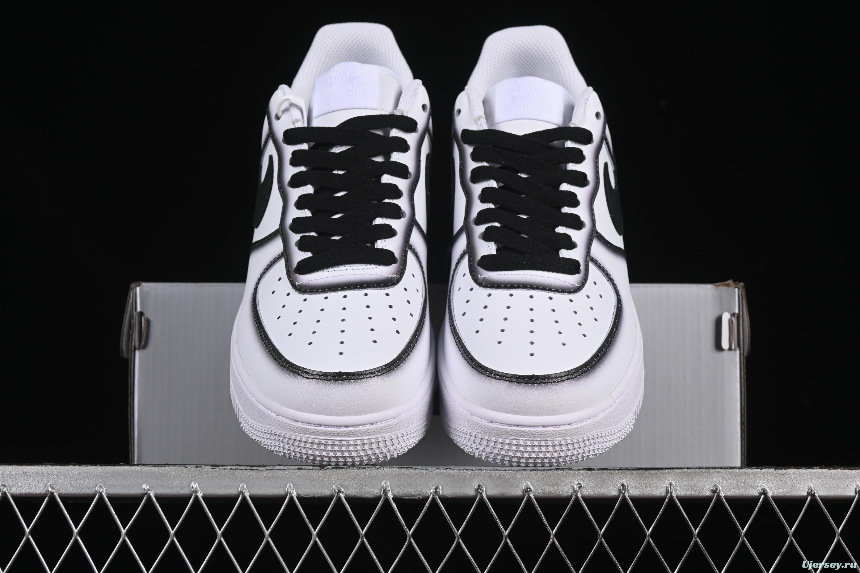 Nike Air Force 1'07 Low Casual Sneakers with Black Border, Green Swoosh & Gold Embroidery - ZH0316-075