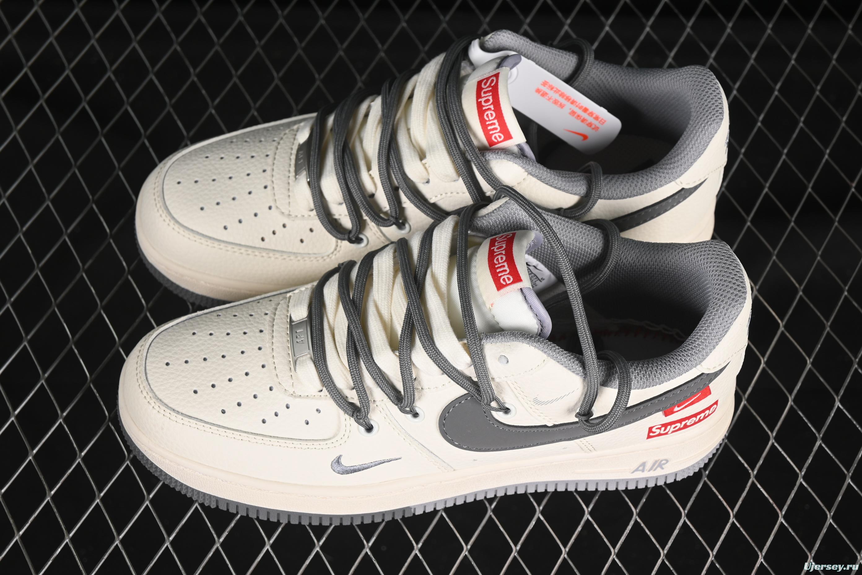 Nike Air Force 1 '07 Low Supreme Collaboration Dual-Tone Gray Lace-Up Casual Sneakers - DM6868-071
