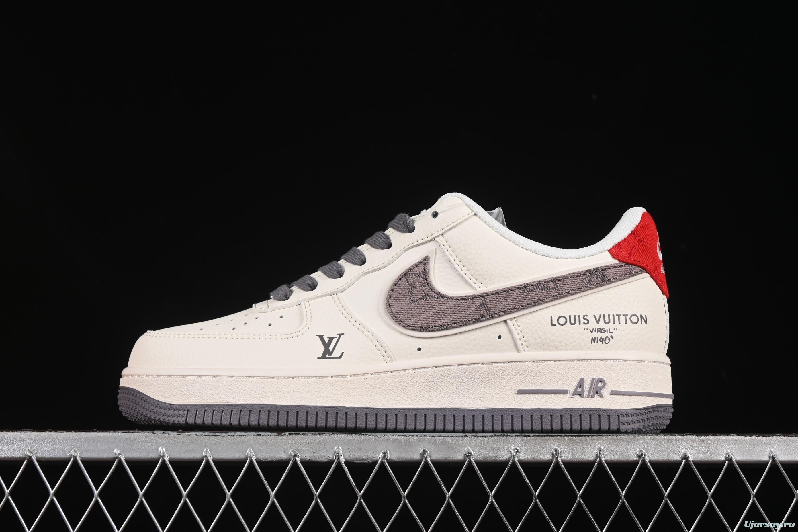 Nike Air Force 1'07 Low LV Collaboration Grey Denim Swoosh Casual Sneakers - XX3168-136