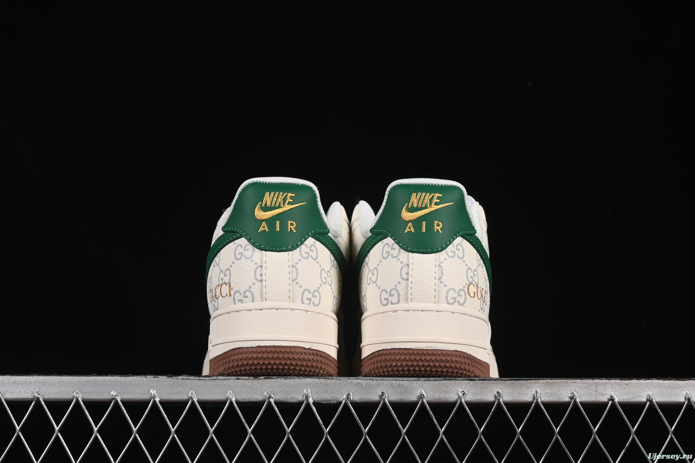 Nike Air Force 1 '07 Low Gucci Collaboration Brown Sole Green Swoosh Casual Sneakers - JJ2508-711