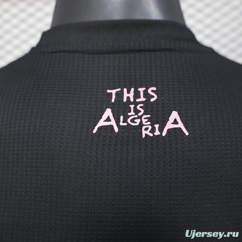 Player Version 2025 Algeria Black with Pink Ornamental Pattern Jersey