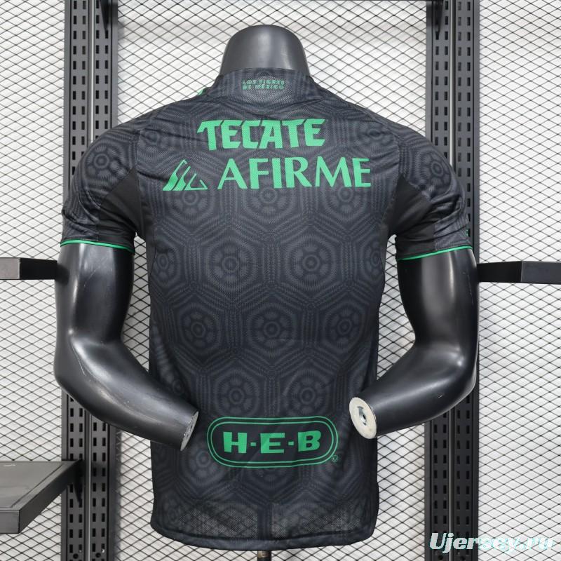 Player Version 2024-25 Tigres UANL Third Jersey - Black with Green Accents - CEMEX Sponsorship