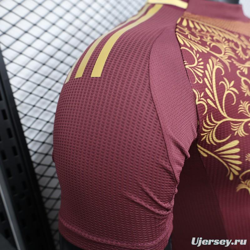 Player Version 2025 Algeria Burgundy with Gold Ornamental Pattern Jersey