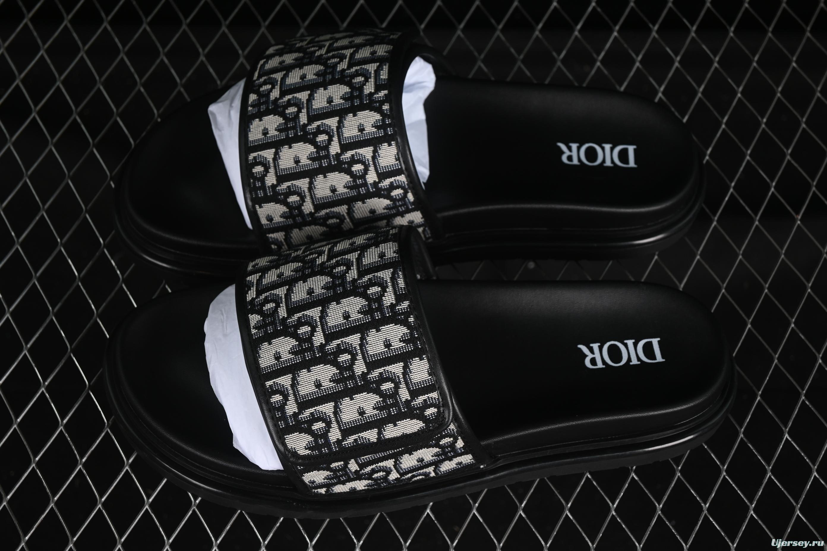 Dior Aqua Summer Men's Platform Casual Sandals with Oblique Print and Leather Accents - 3SA126ZSA