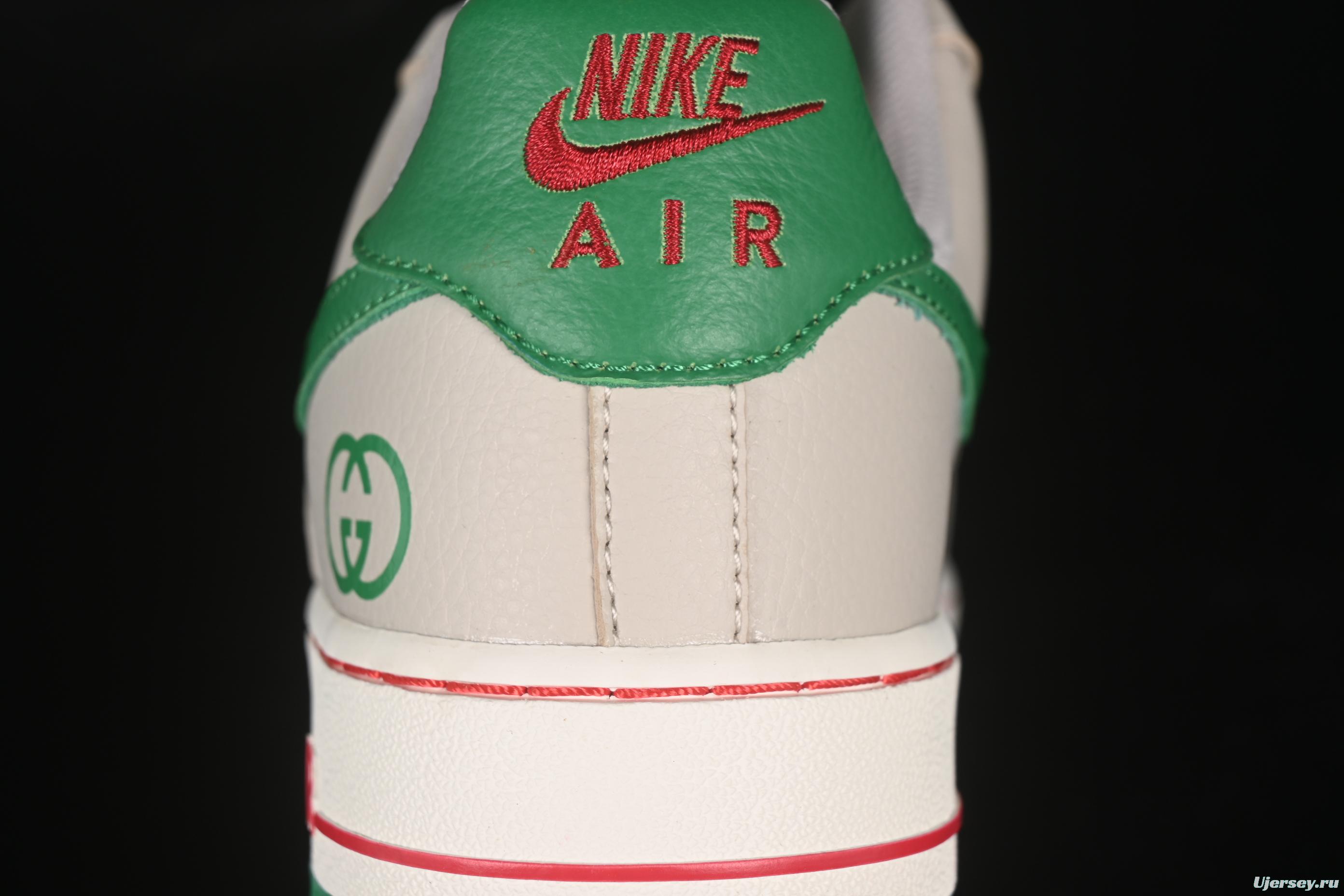 Nike Air Force 1 '07 Low Gucci Collaboration Grey Brown with Green Swoosh Casual Sneakers - LW9279-003