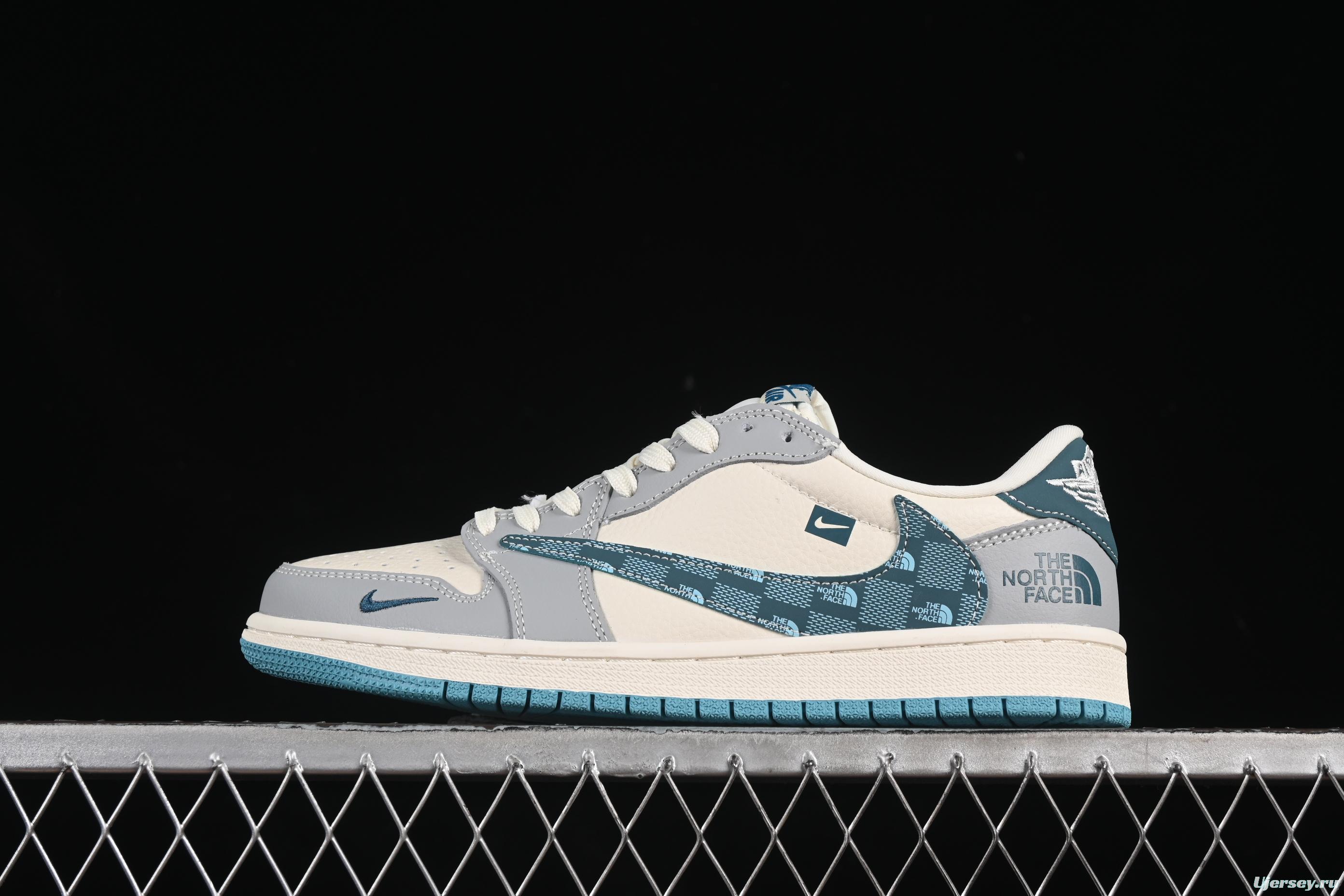 Nike Travis Scott x Fragment Design x Air Jordan 1 Low OG SP AJ1 North Face Collaboration Sneakers - LD2025-026