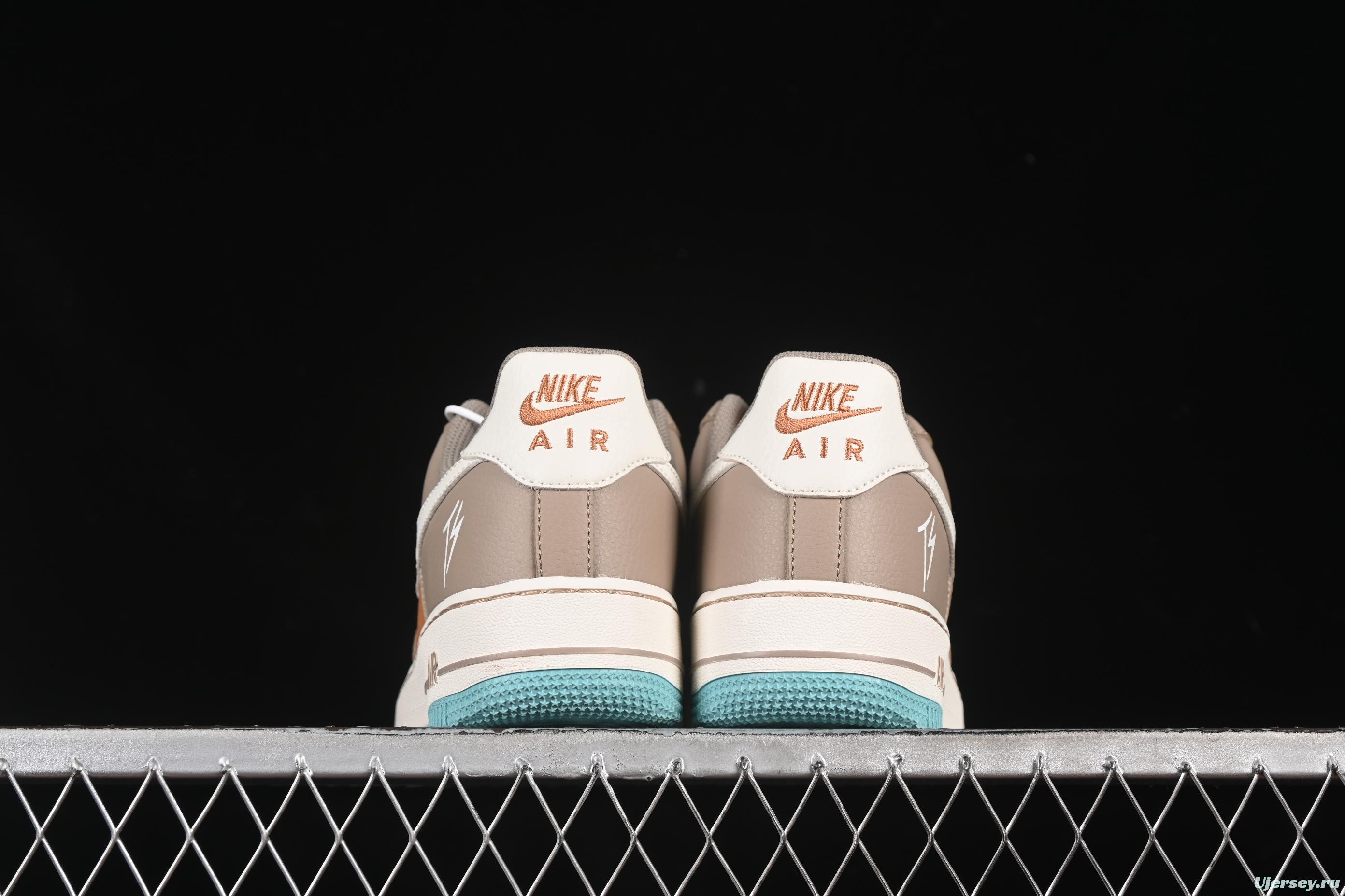Nike Air Force 1 '07 Low TS Collaboration Grey Brown with Mini Swoosh Casual Sneakers - LW9279-006