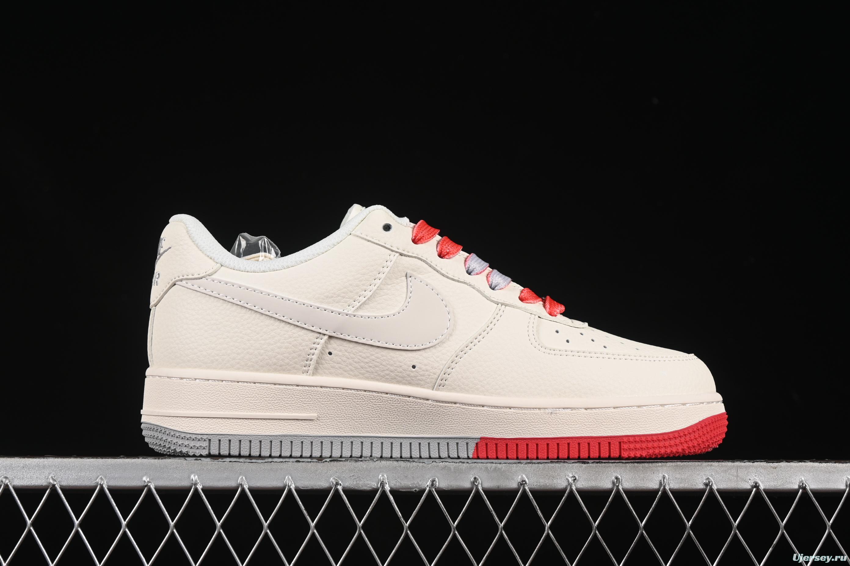 Nike Air Force 1 '07 Low Supreme Collaboration Two-Tone Red Grey Casual Sneakers - XX3168-157