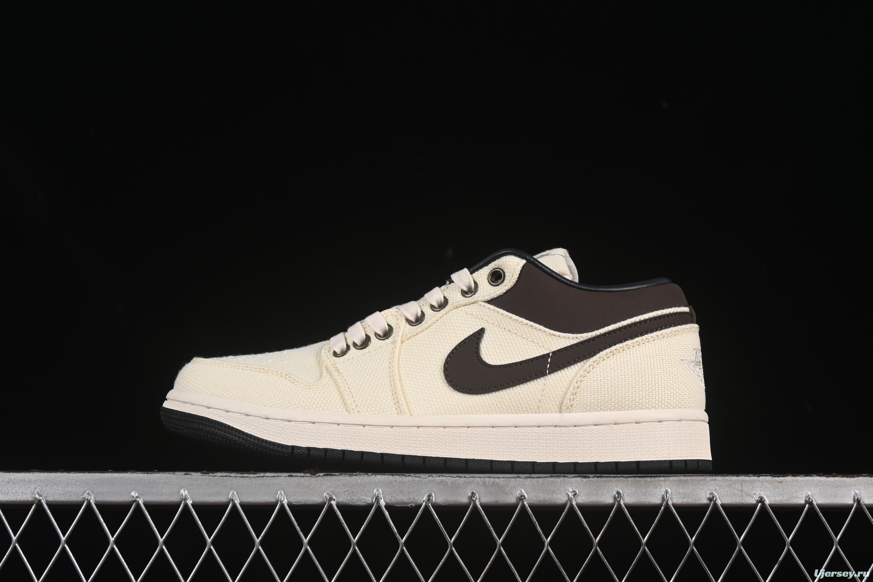 Nike Air Jordan 1 Low "Dongdan" Casual Sneakers in Woven Beige - IB8058-110