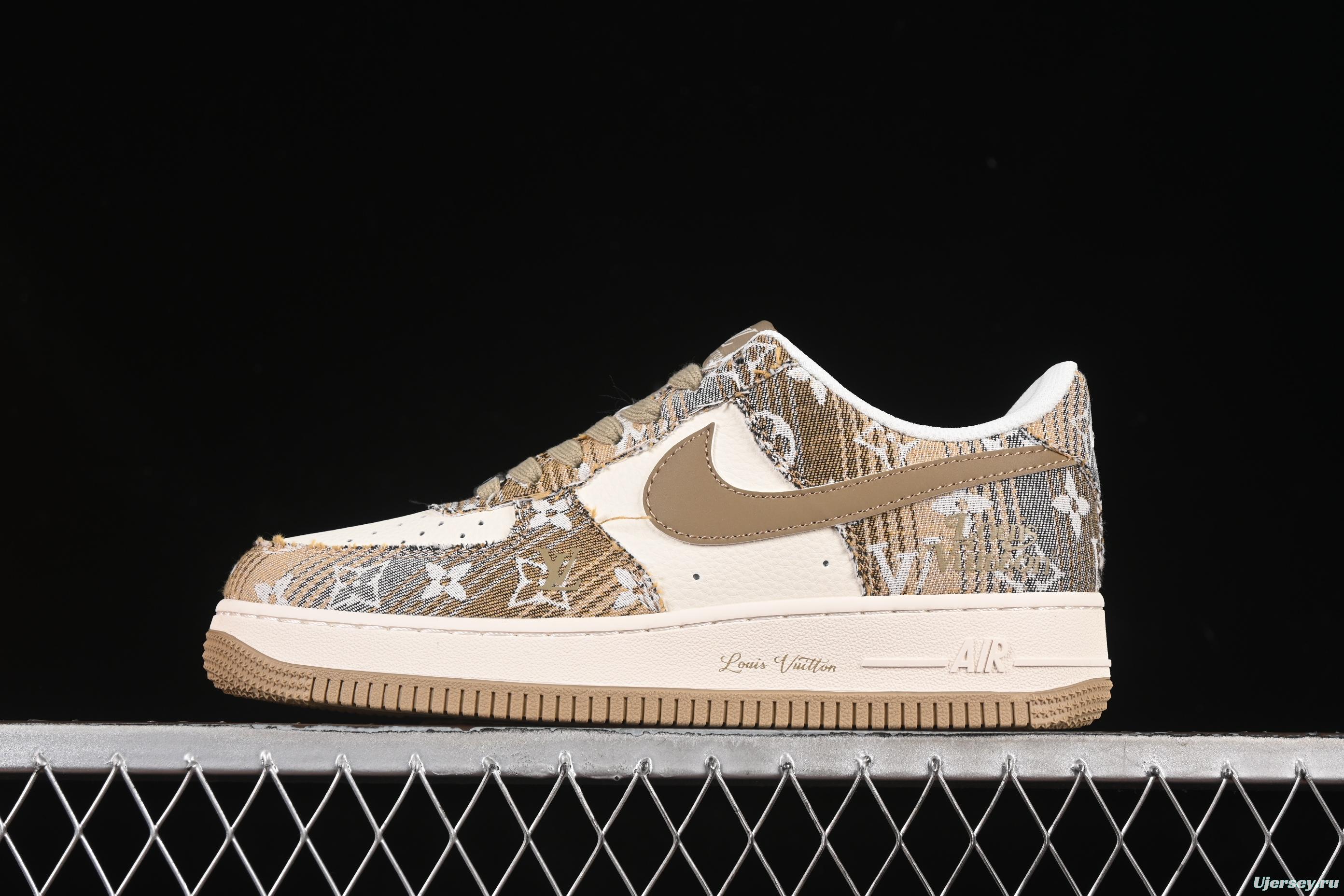Nike Air Force 1'07 Low LV Collaboration Khaki Print Denim Casual Sneakers - XS1958-582