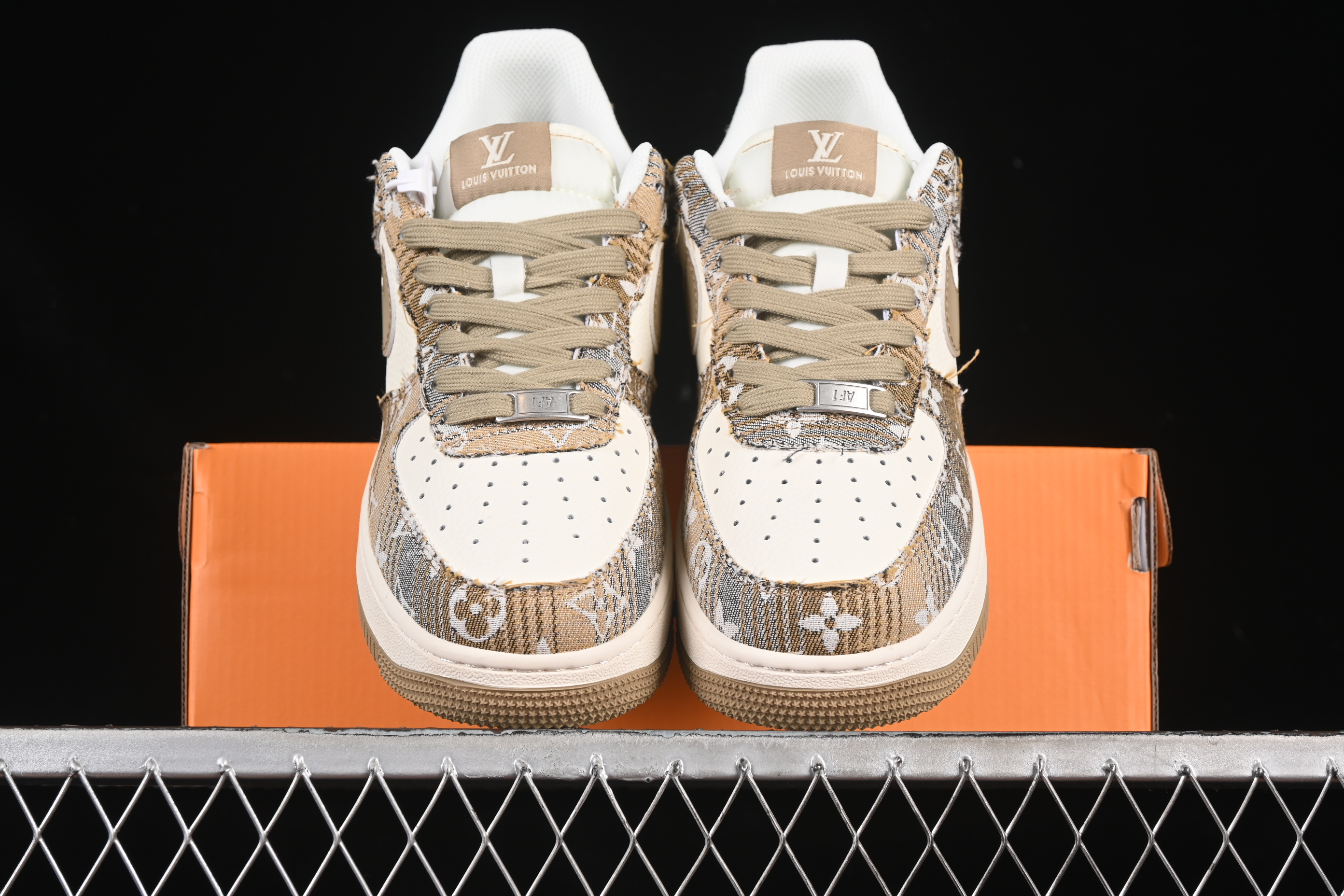 Nike Air Force 1'07 Low LV Collaboration Khaki Print Denim Casual Sneakers - XS1958-582