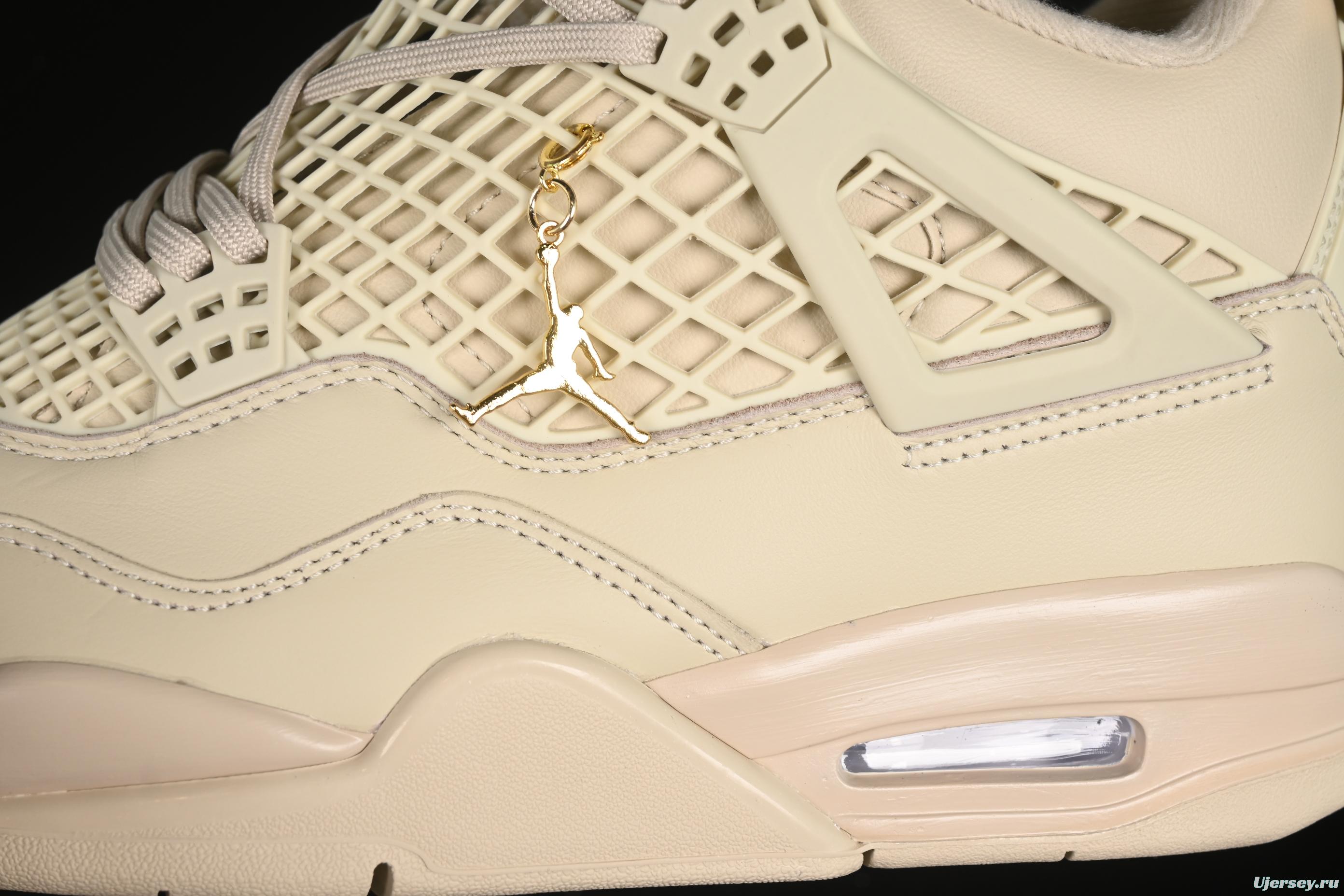 Nike Air Jordan 4 Retro Basketball Shoes in Rattan with NET Design - FN7251-200