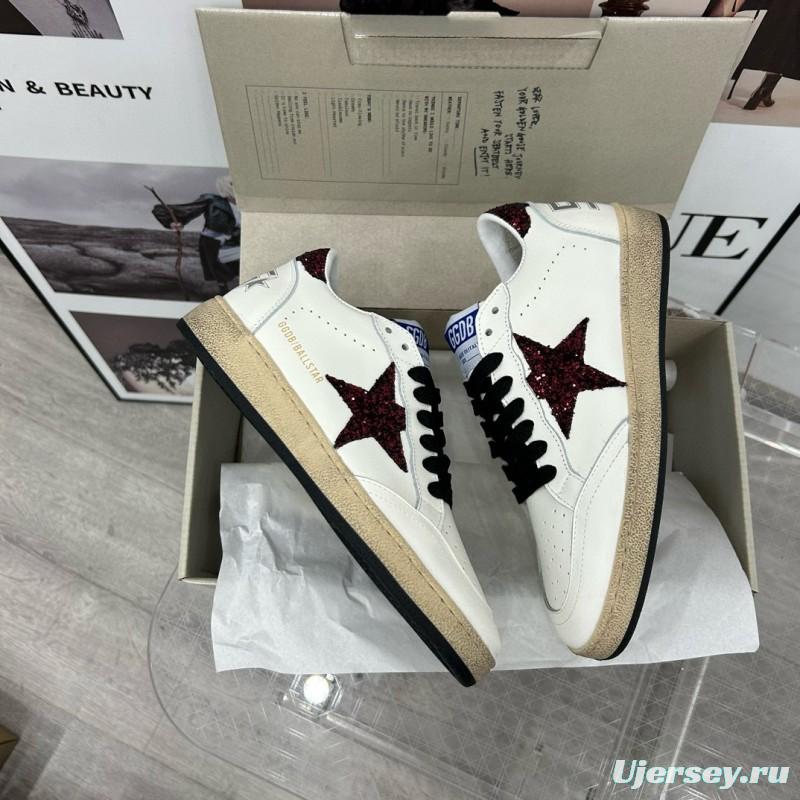 2024 Unisex GGDB White Burgundy Leather Sneakers MJ00260