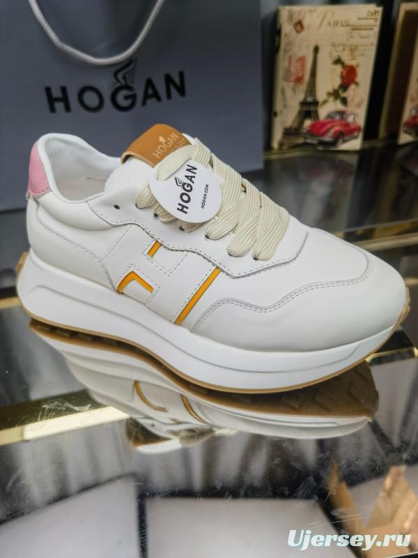 2025 Women HOGAN White Pink Leather Sneakers LY00360