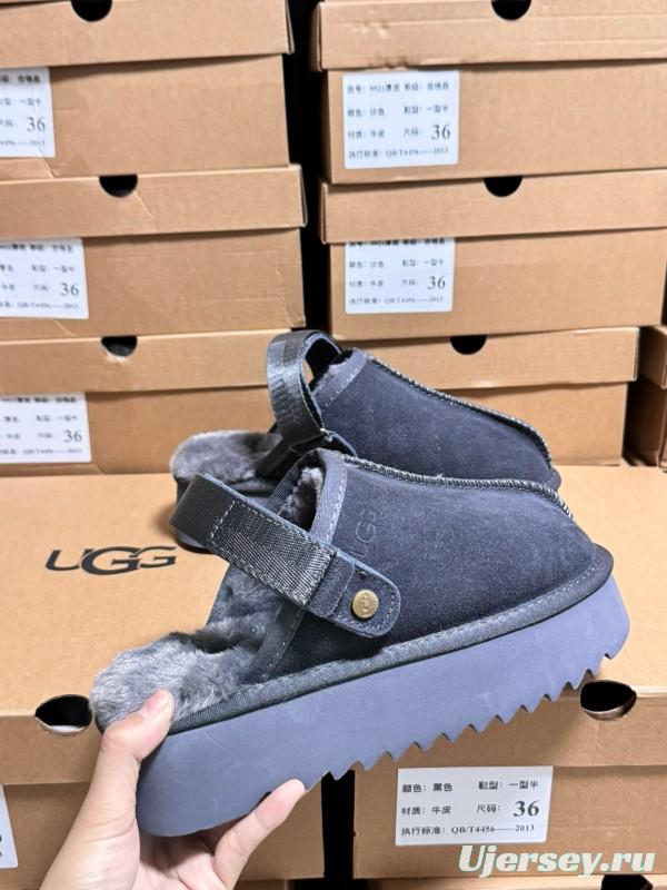 2024 Women UGG Grey Suede Slip-On Slippers MJ00170