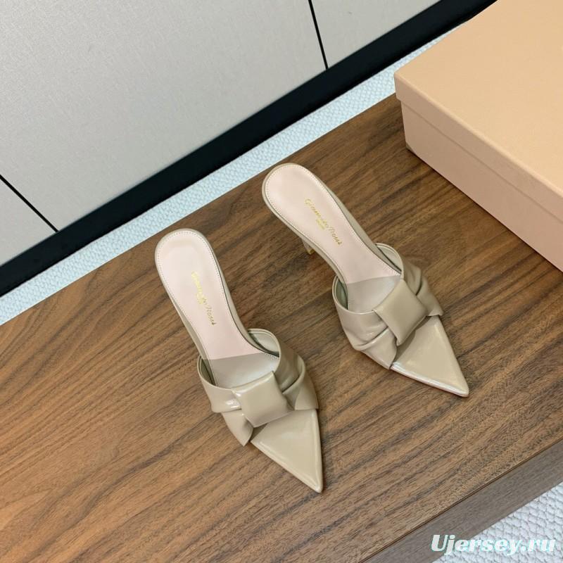 2025 Women Gianvito Rossi Beige Leather Pointed Toe High Heel Mule