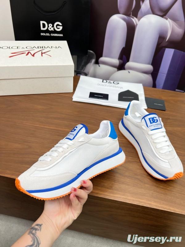 2025 Unisex Dolce & Gabbana White Blue Red PU Casual Sneakers LY00300