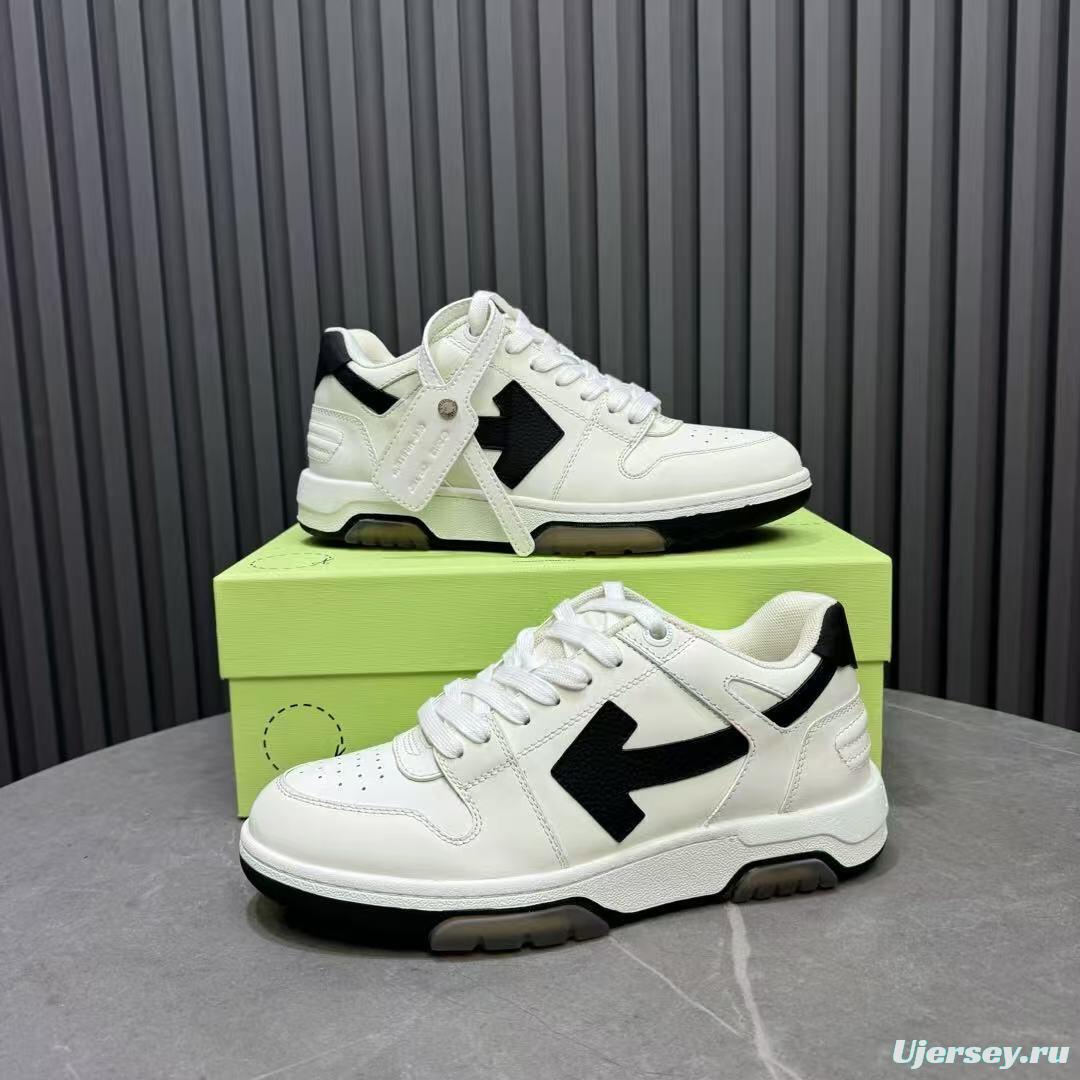 2025 Unisex Off-White White Black Leather Sneakers KFY00310