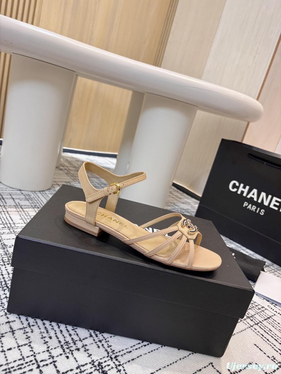 2025 Women Chanel Beige Leather Sandals LY00270