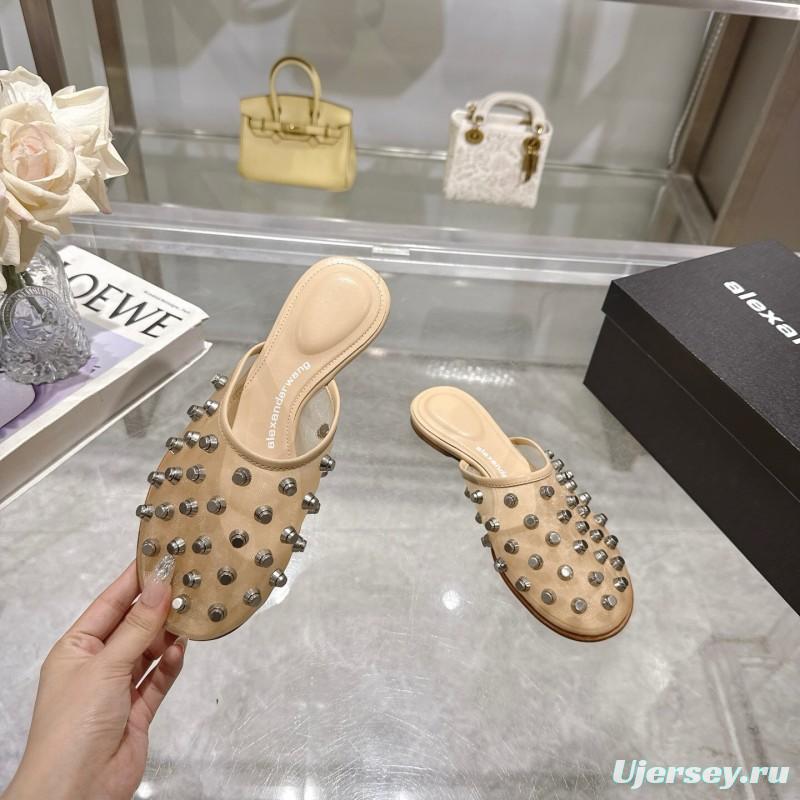 2025 Slippers Alexander Wang Beige Leather Studded LY00310