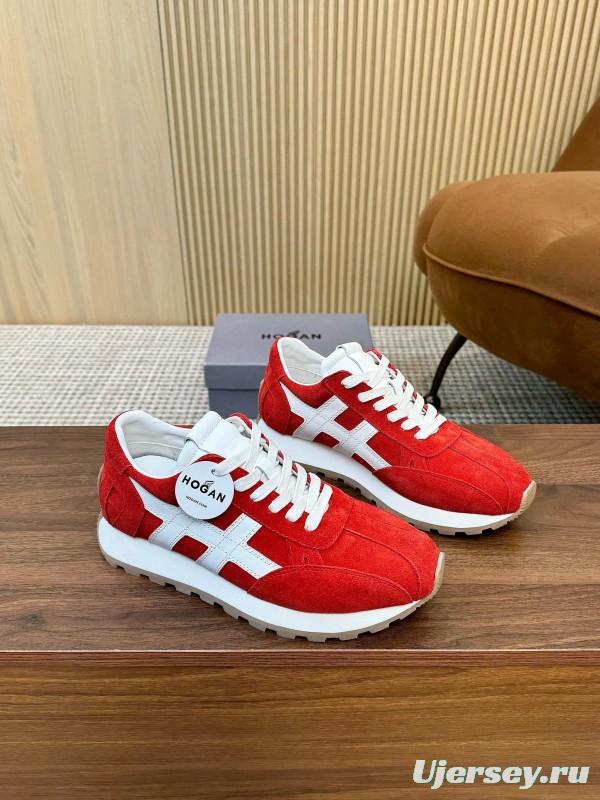 2025 Unisex HOGAN Red White Suede Sneakers