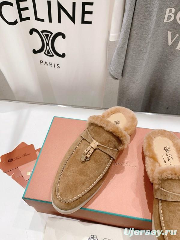 2024 Slippers LP Beige Suede Fur Slip-on