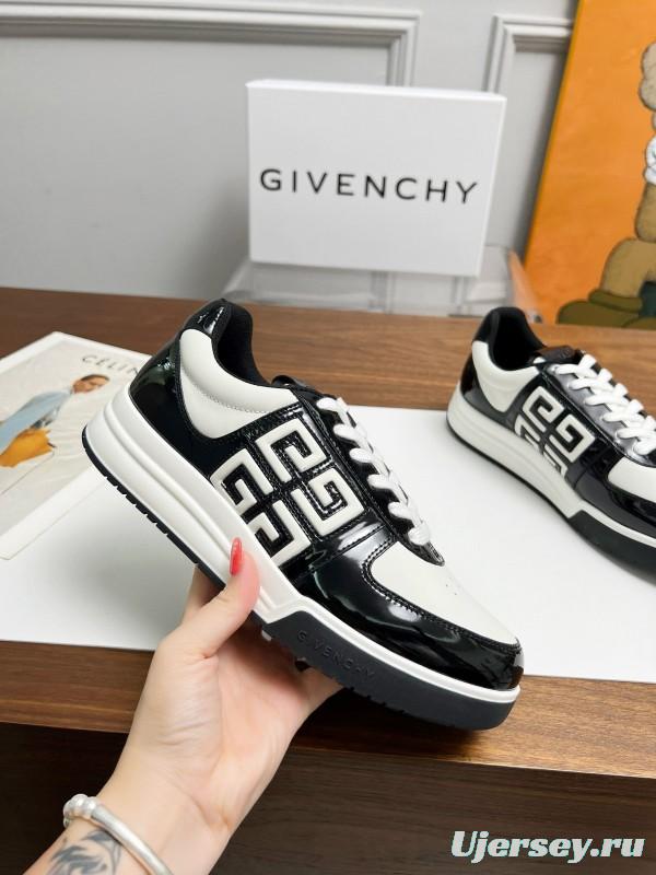 2024 Unisex Givenchy Black White Silk Calfskin Low Top Running Sneakers MJ00380