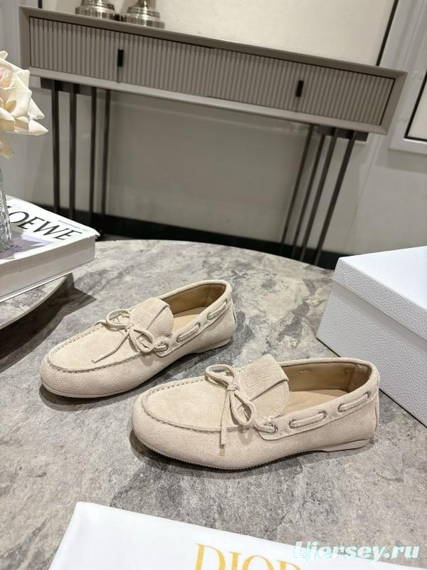 2025 Women Dior Beige Suede Loafers