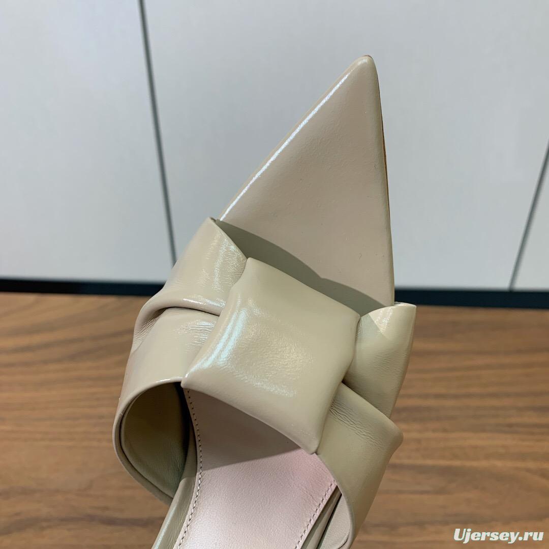 2025 Women Gianvito Rossi Beige Leather Pointed Toe High Heel Mule