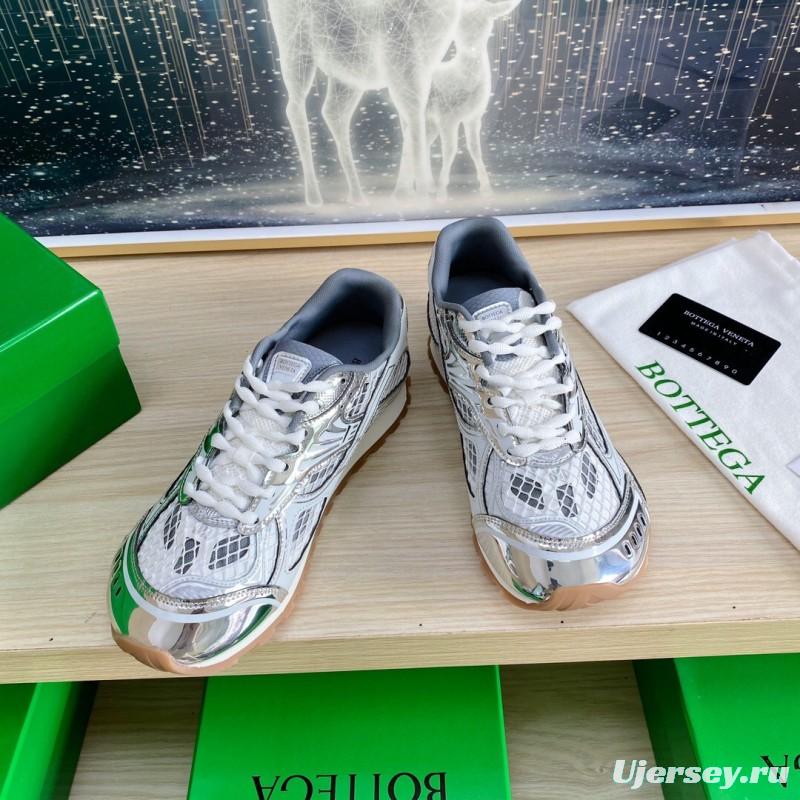 2025 Unisex Bottega Veneta Silver Mesh TPU Runner Sneakers Lightweight Geometric LY00310