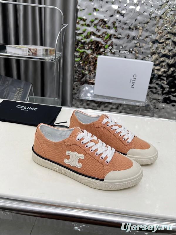 2025 Women Celine Apricot Canvas Sneakers LY00210