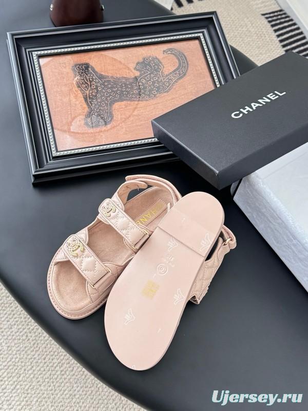 2025 Women Chanel Beige Leather Sandals LY00320
