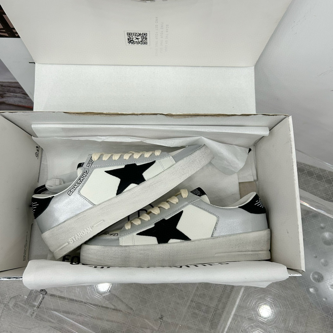 2024 Unisex GGDB White Black Leather Sneakers MJ00260