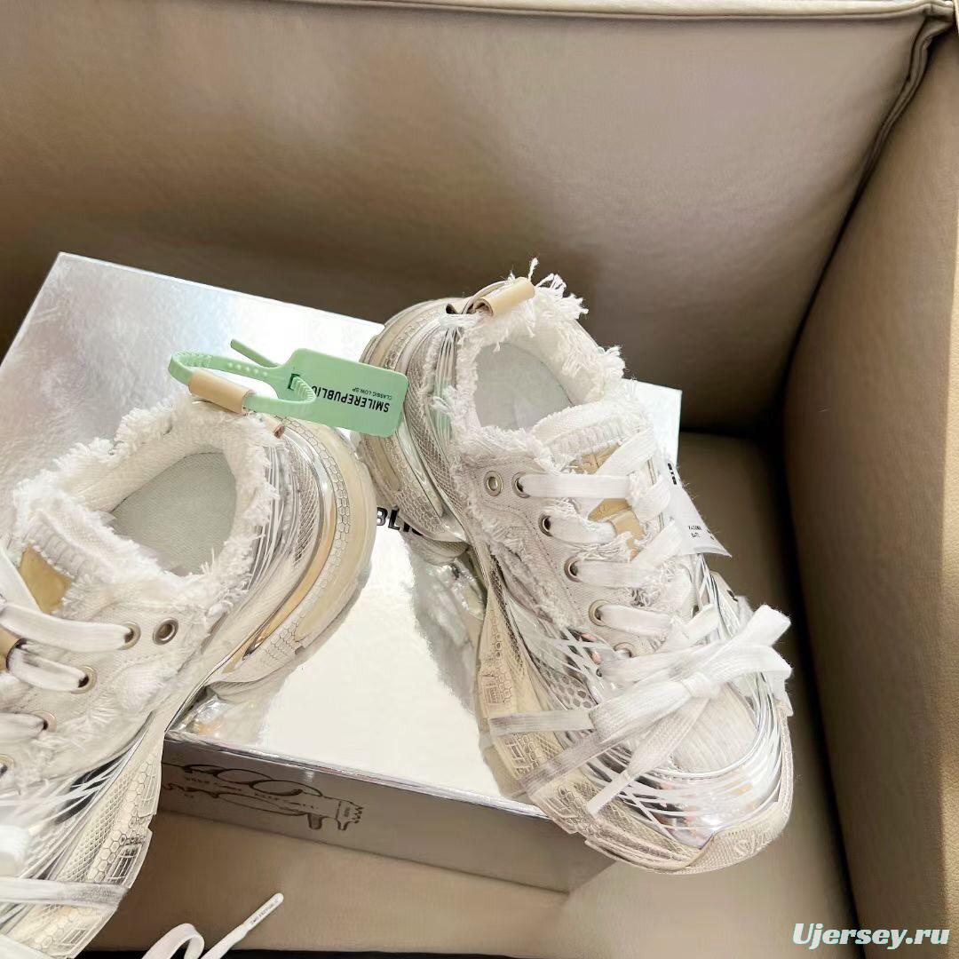 2025 Women Smile Republic White Silver Mesh Leather Sneakers