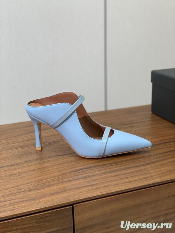 2025 Women Malone Souliers Blue Leather Heeled Mules