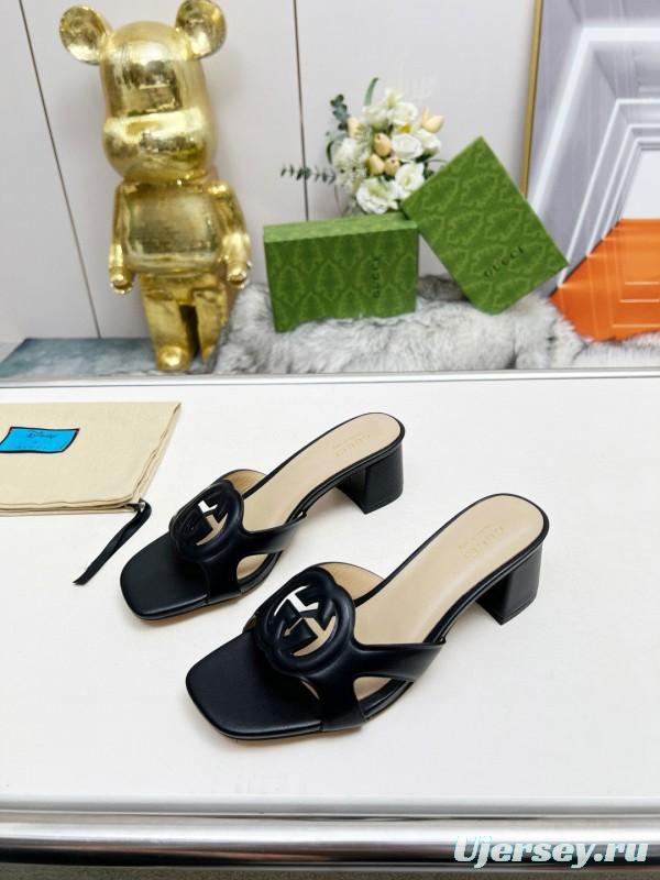 2025 Gucci Black Leather Slippers