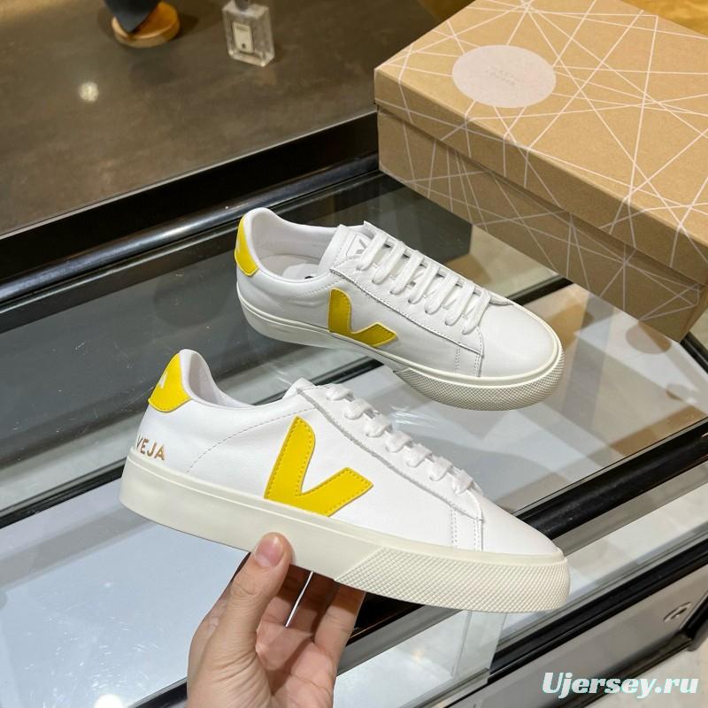 2025 Women VEJA White Yellow Leather Sneakers MJ00240(F)