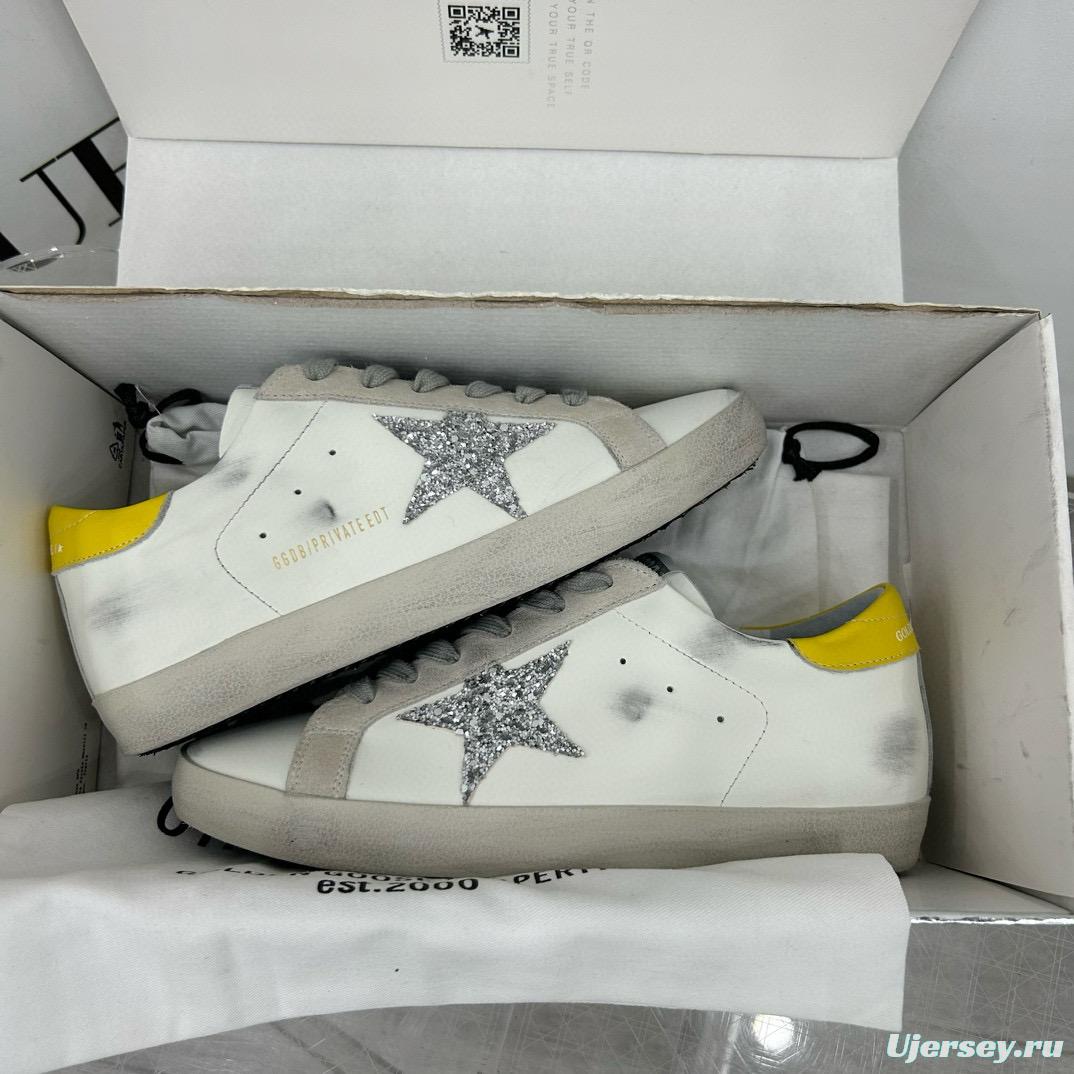2025 Women GGDB White Grey Silver Glitter Yellow Leather Suede Sneakers