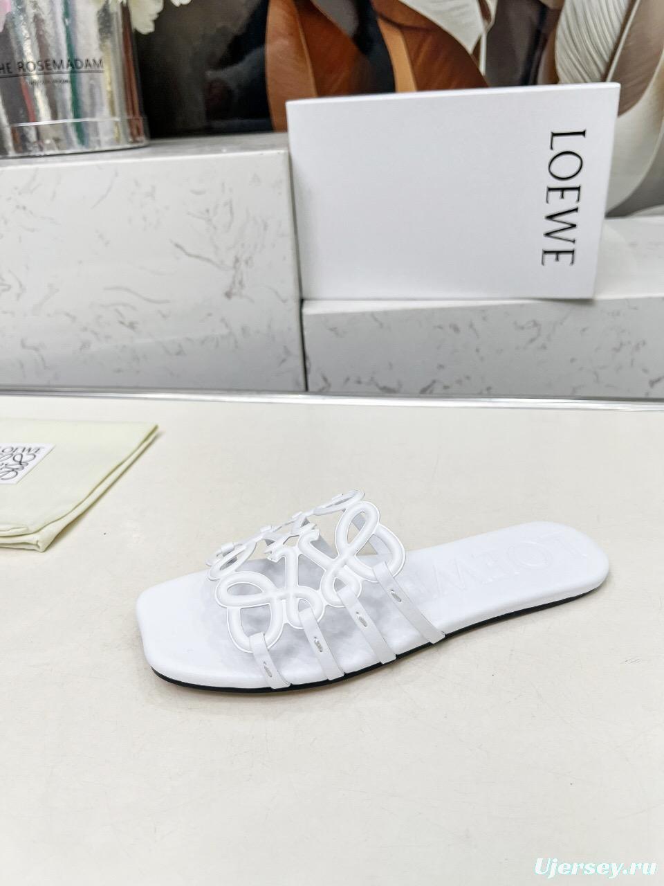 2025 Slippers Loewe White Leather Limited Edition LY00190