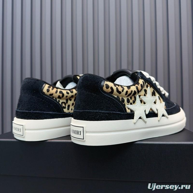 2024 Women Amiri Black Leopard Suede Leather Sneakers MJ00300