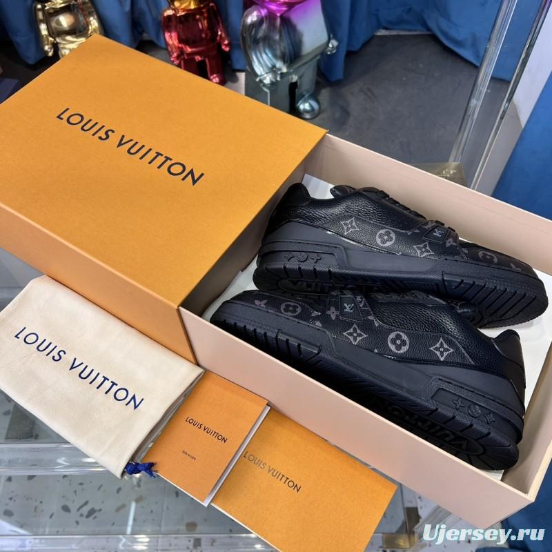 2025 Unisex Louis Vuitton Black Grey Leather Trainer