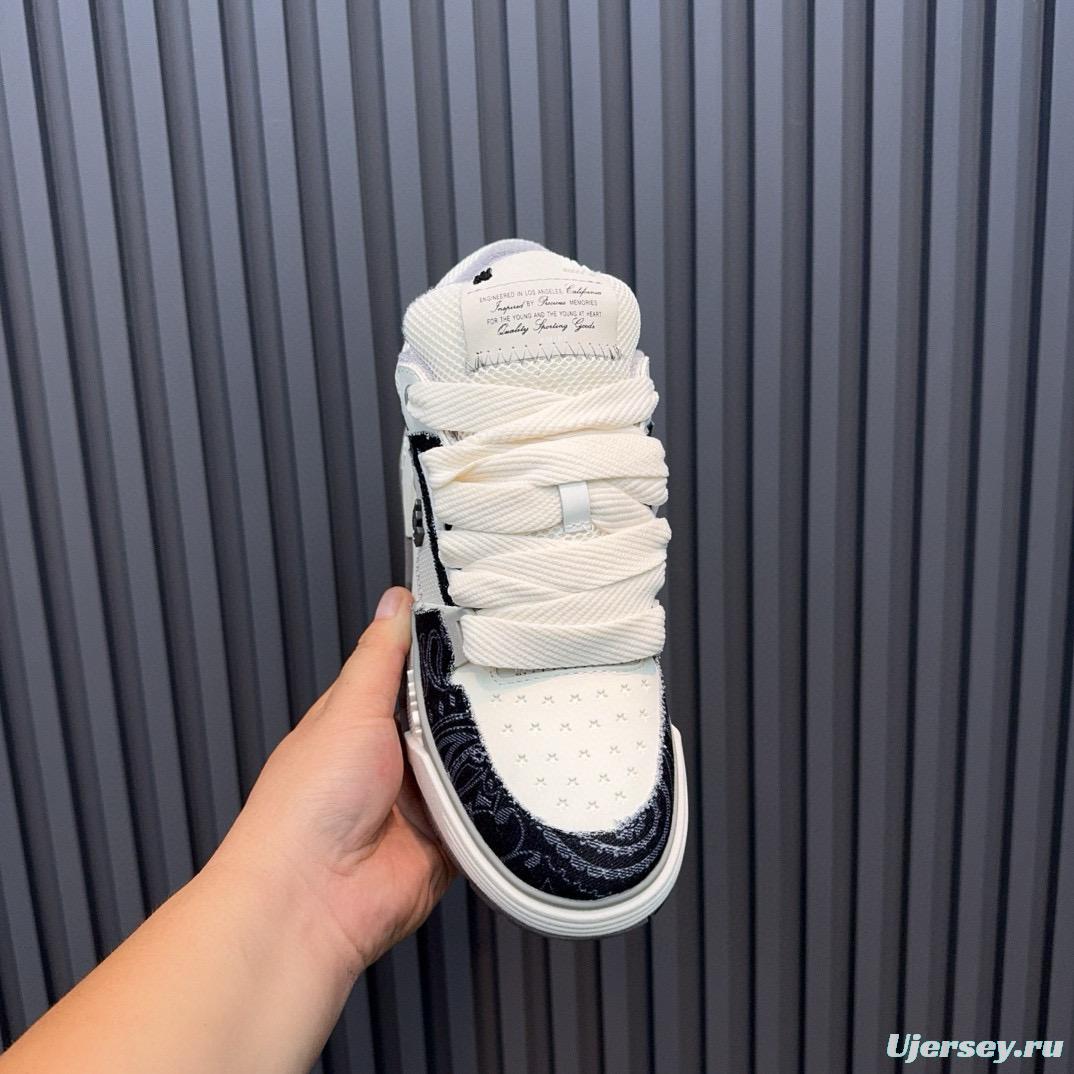 2024 Unisex Amiri White Black Leather Sneakers MJ00360