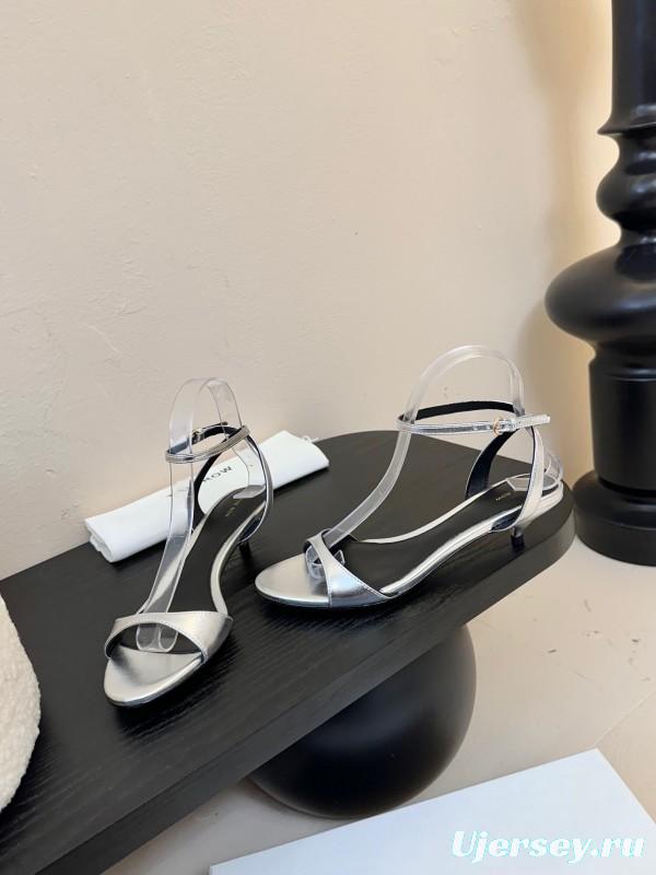 2025 Women The Row Silver Leather Sandals