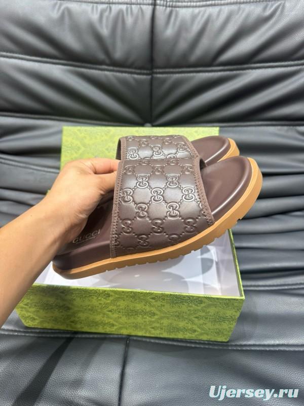2024 Gucci brown leather Slippers MJ00200